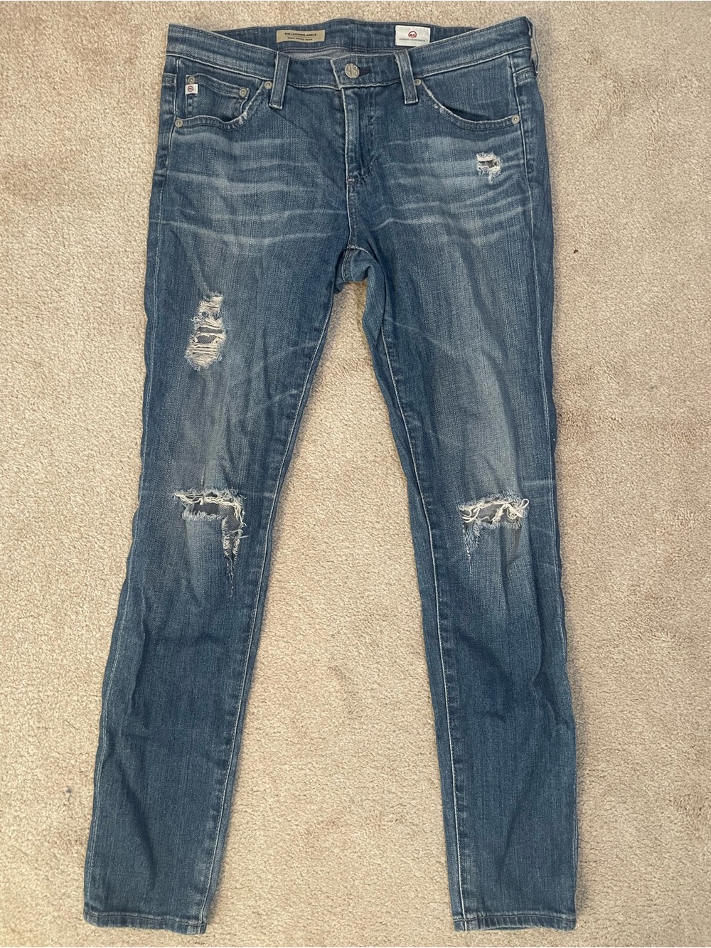 AG Adriano Goldschmied The Legging Ankle Super Skinny Jean Size 28R Distressed